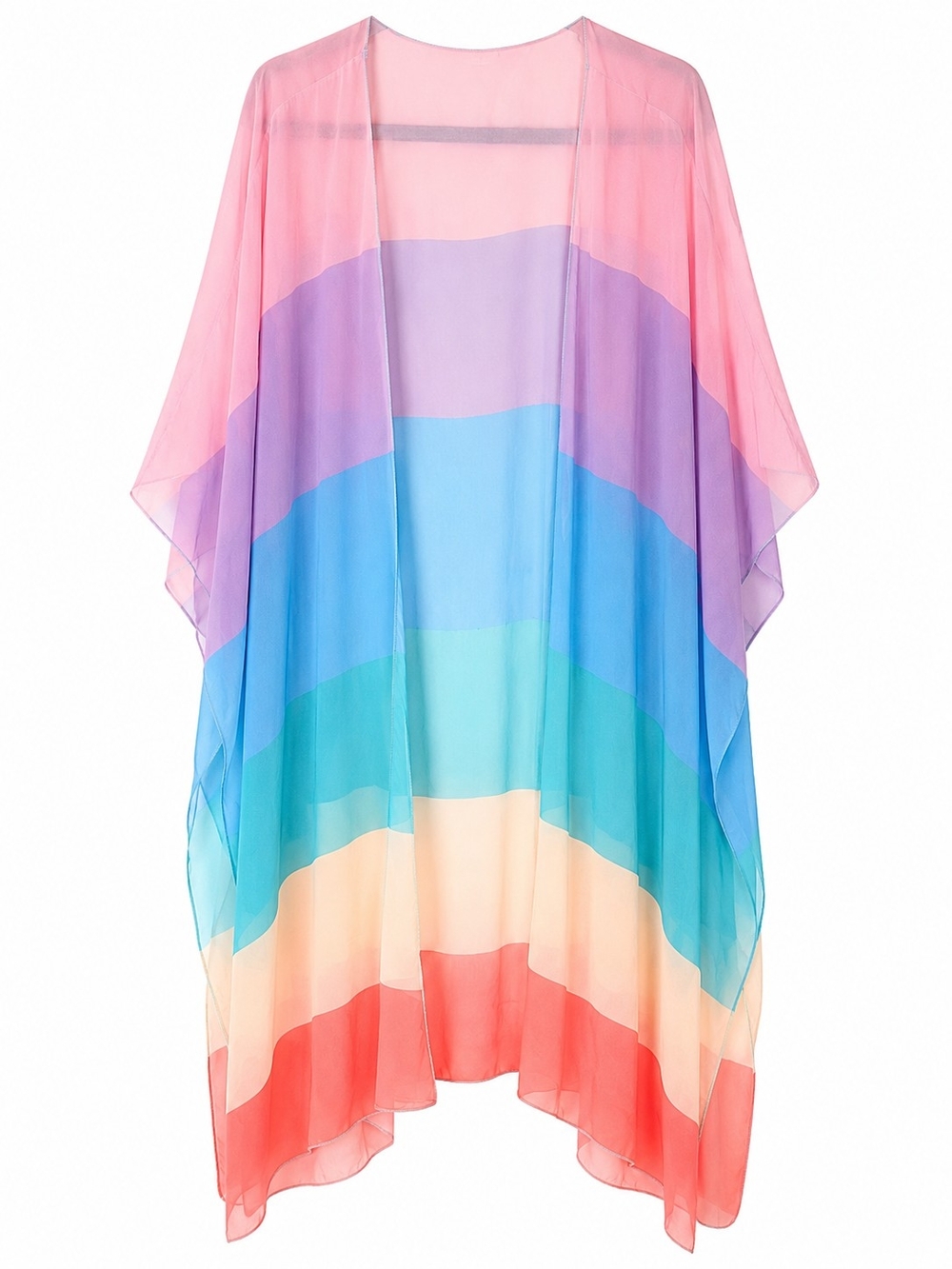 Colorful Pastel Rainbow Kimono Cover Up / Layering Peice / Pride / Pool / Resort